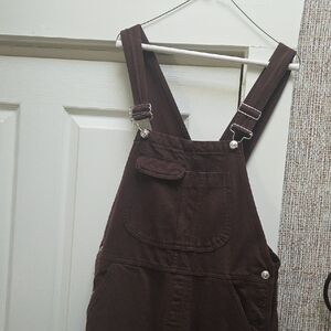Brown Cotton Overalls with Front Pocket